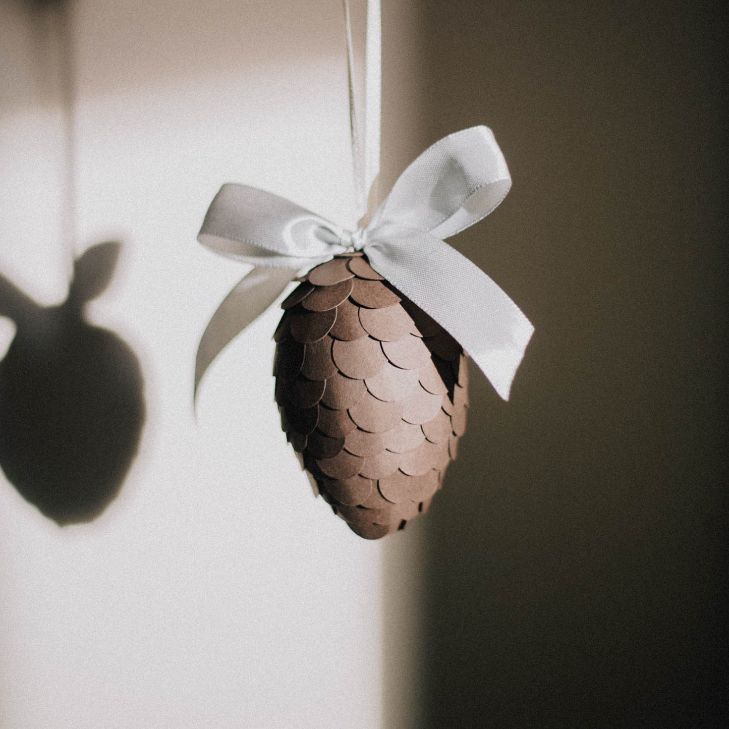 Handmade Chocolate Paper Pine Cone: Scandi Christmas Ornament