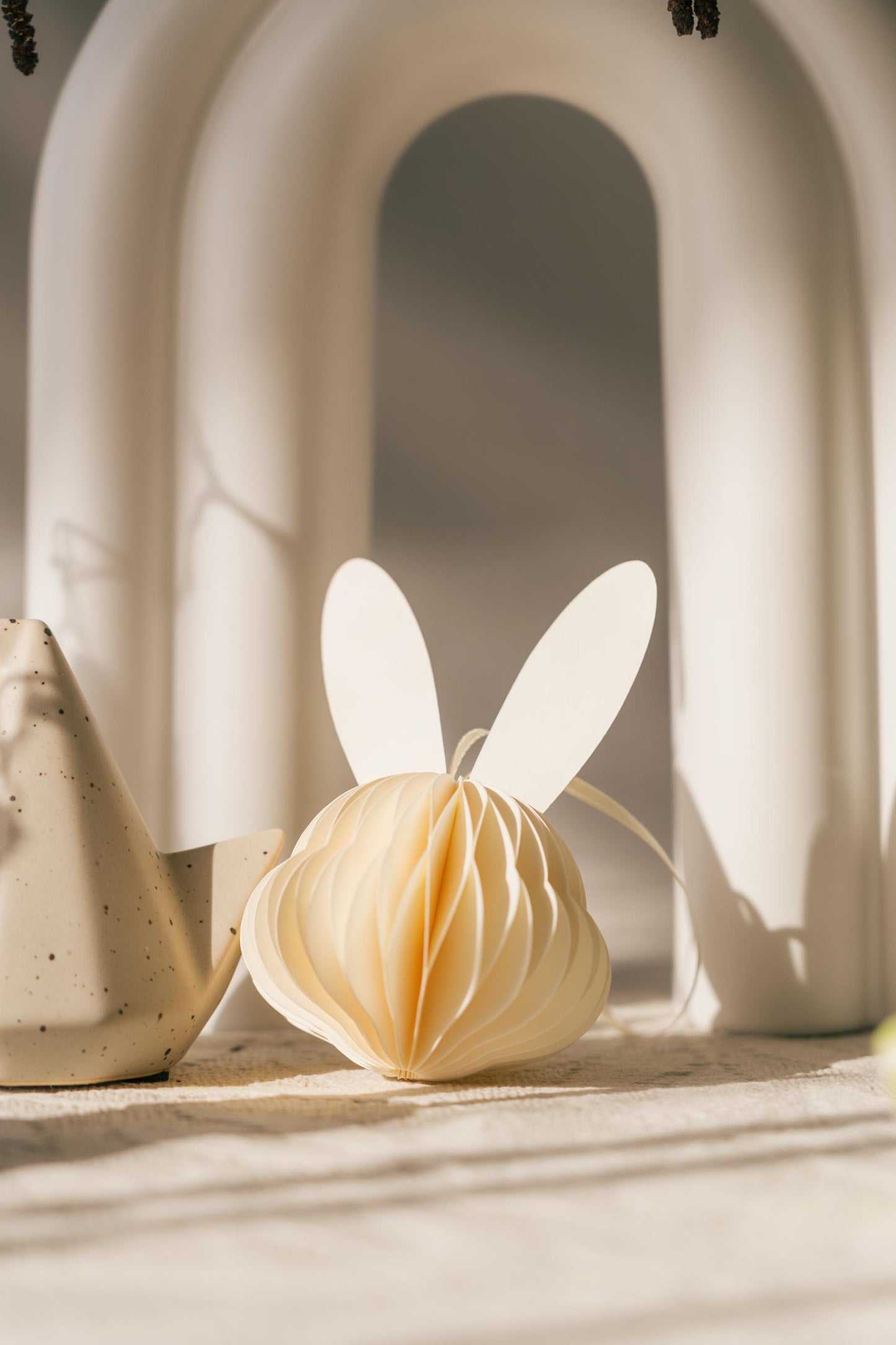 Handmade Cream Paper Easter Bunny Head: Scandi Festive Decoration
