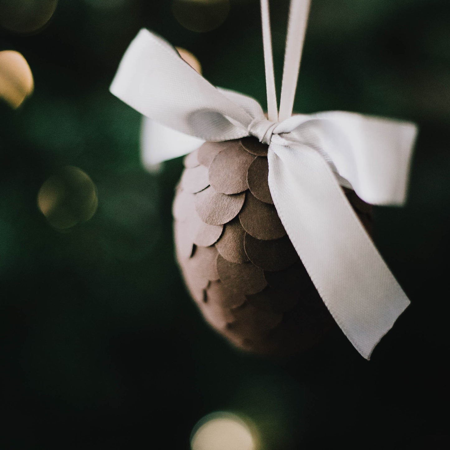 Handmade Chocolate Paper Pine Cone: Scandi Christmas Ornament