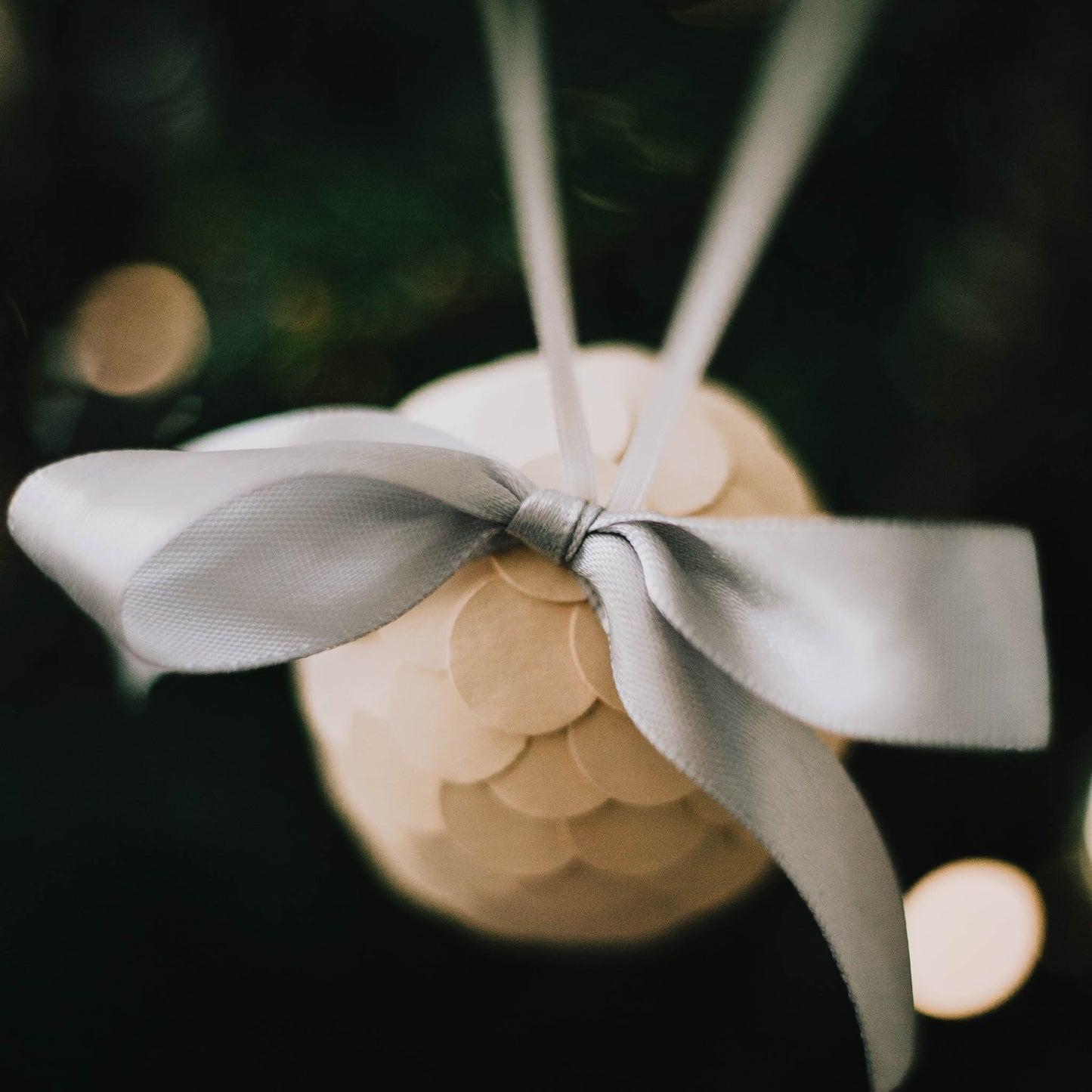 Handmade Cream Paper Pine Cone Ornament: Scandi Christmas Decor