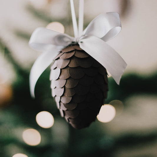 Handmade Chocolate Paper Pine Cone: Scandi Christmas Ornament