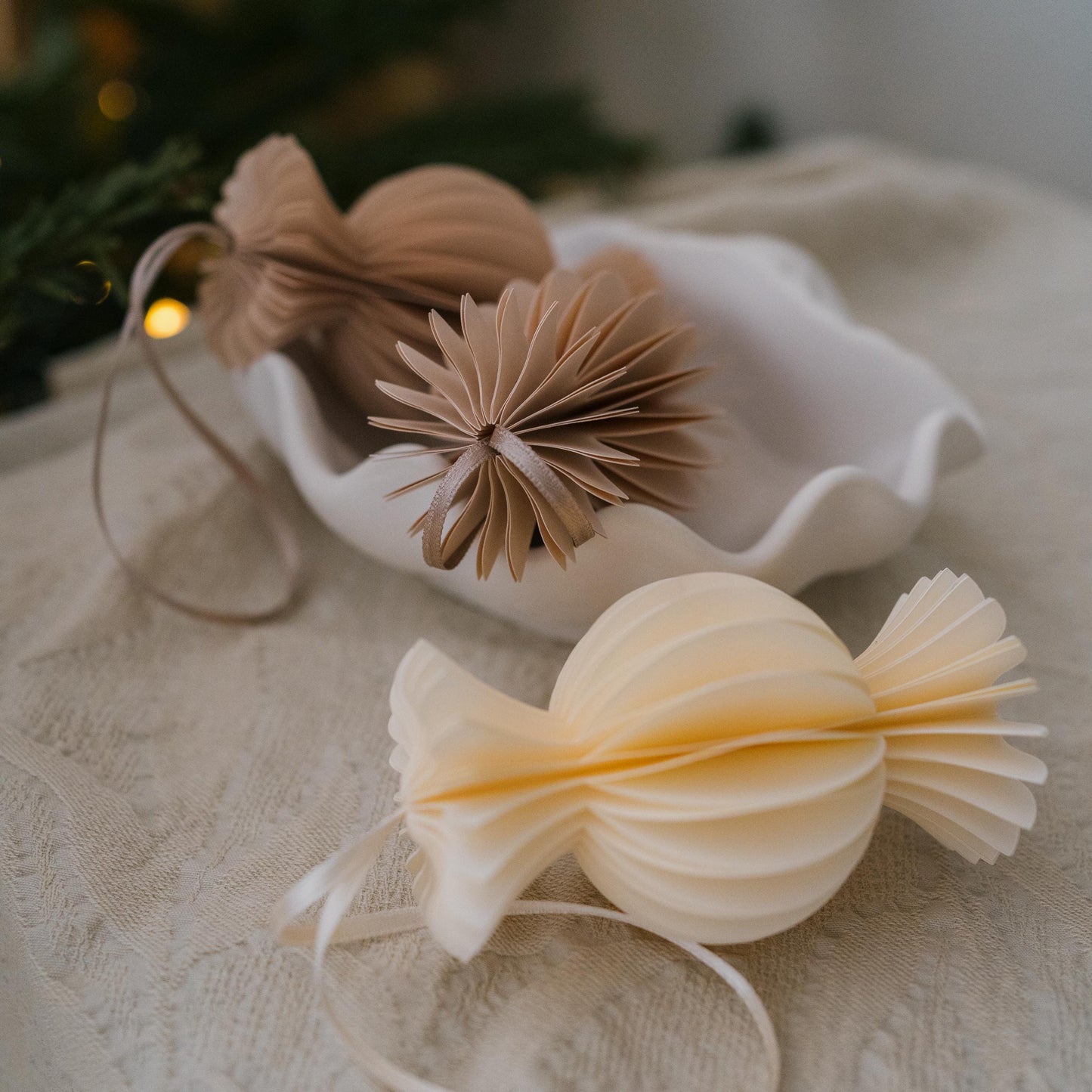 Honeycomb Candy Paper Decoration (Set of 2): Scandi Festive Decor
