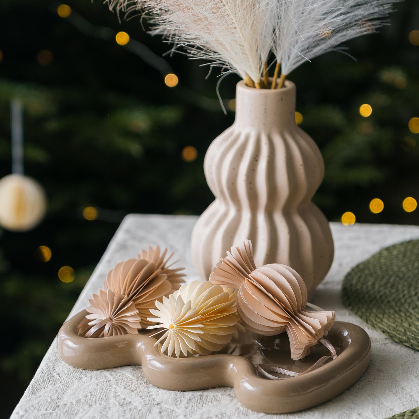 Honeycomb Candy Paper Decoration (Set of 2): Scandi Festive Decor