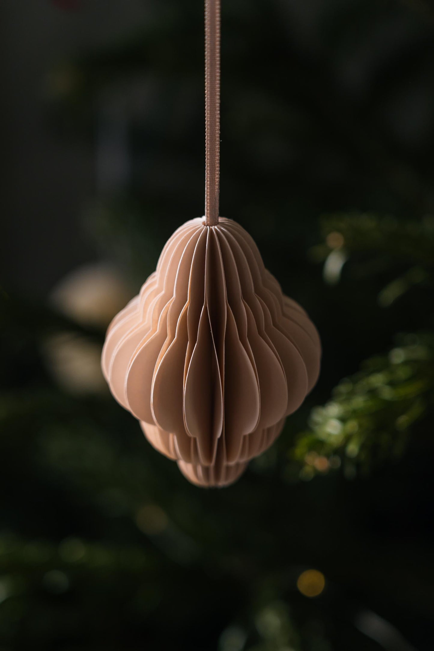 Beige Honeycomb Paper Decorations: Scandi Festive Decor, Set of 4