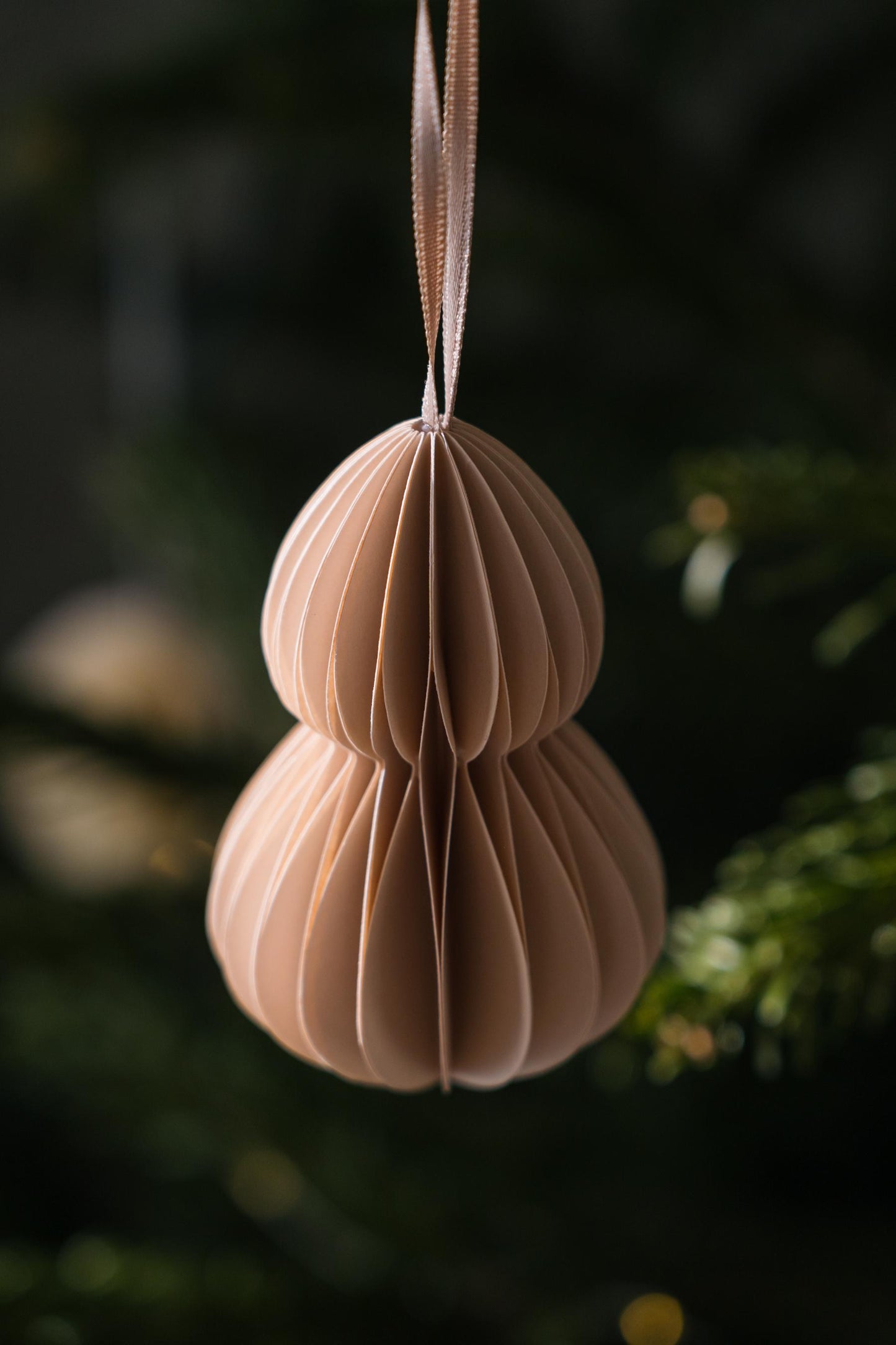 Beige Honeycomb Paper Decorations: Scandi Festive Decor, Set of 4