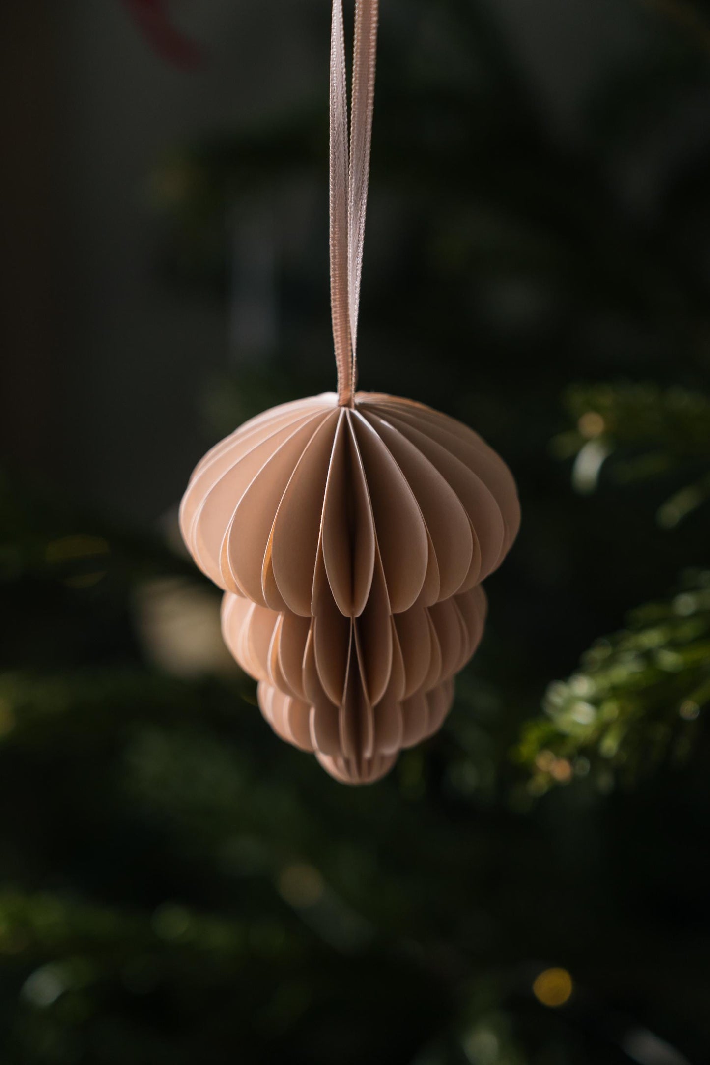 Beige Honeycomb Paper Decorations: Scandi Festive Decor, Set of 4