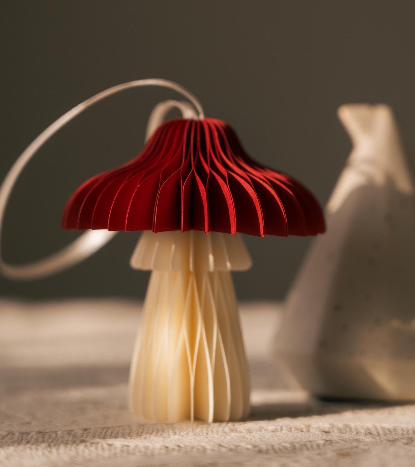 Handmade Honeycomb Paper Mushroom Decoration: Scandi Minimalist Autumn Decor