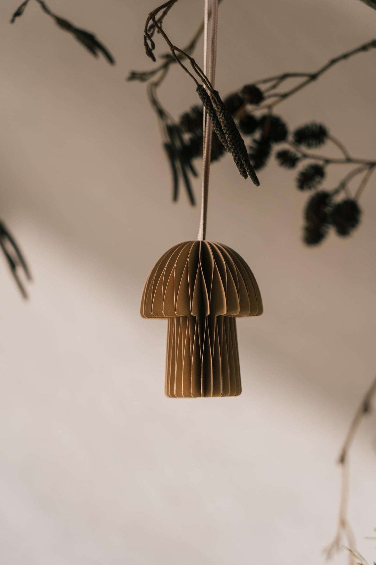 Handmade Honeycomb Paper Mushroom Decorations - Scandi Autumn Set