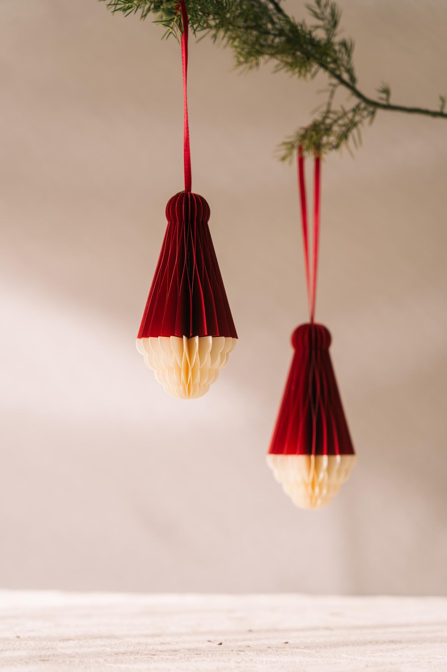 Handmade Honeycomb Santa Claus Ornament: Scandi Festive Decor (Set of 2)