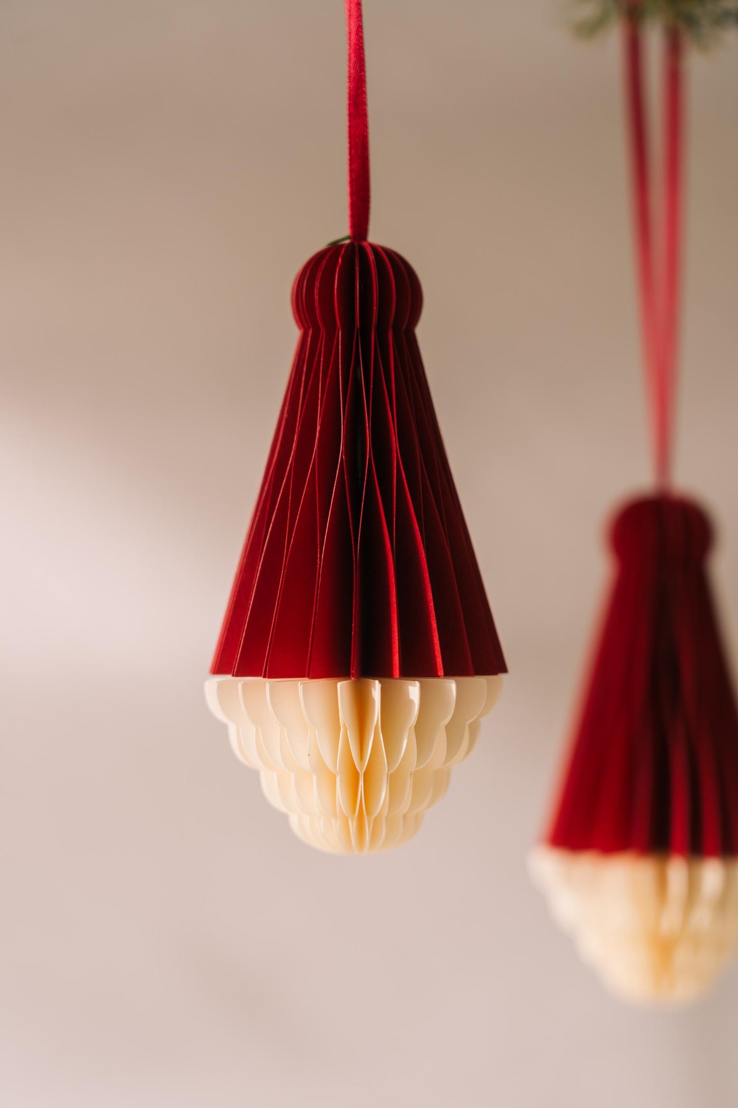 Handmade Honeycomb Santa Claus Ornament: Scandi Festive Decor (Set of 2)
