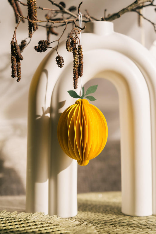 Handmade Lemon Decoration: Honeycomb Paper Summer Decor