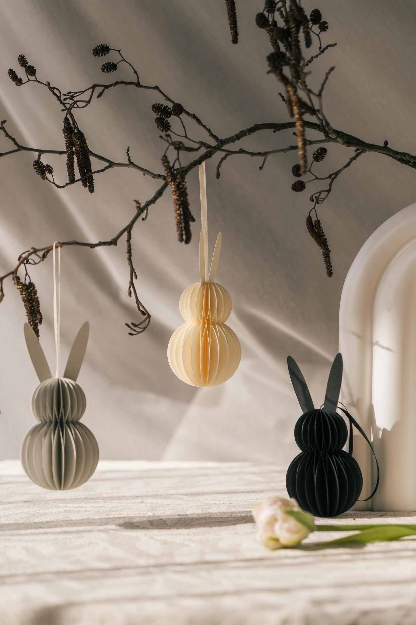 Honeycomb Paper Easter Bunny Decoration: Scandi Style Hanging Ornament