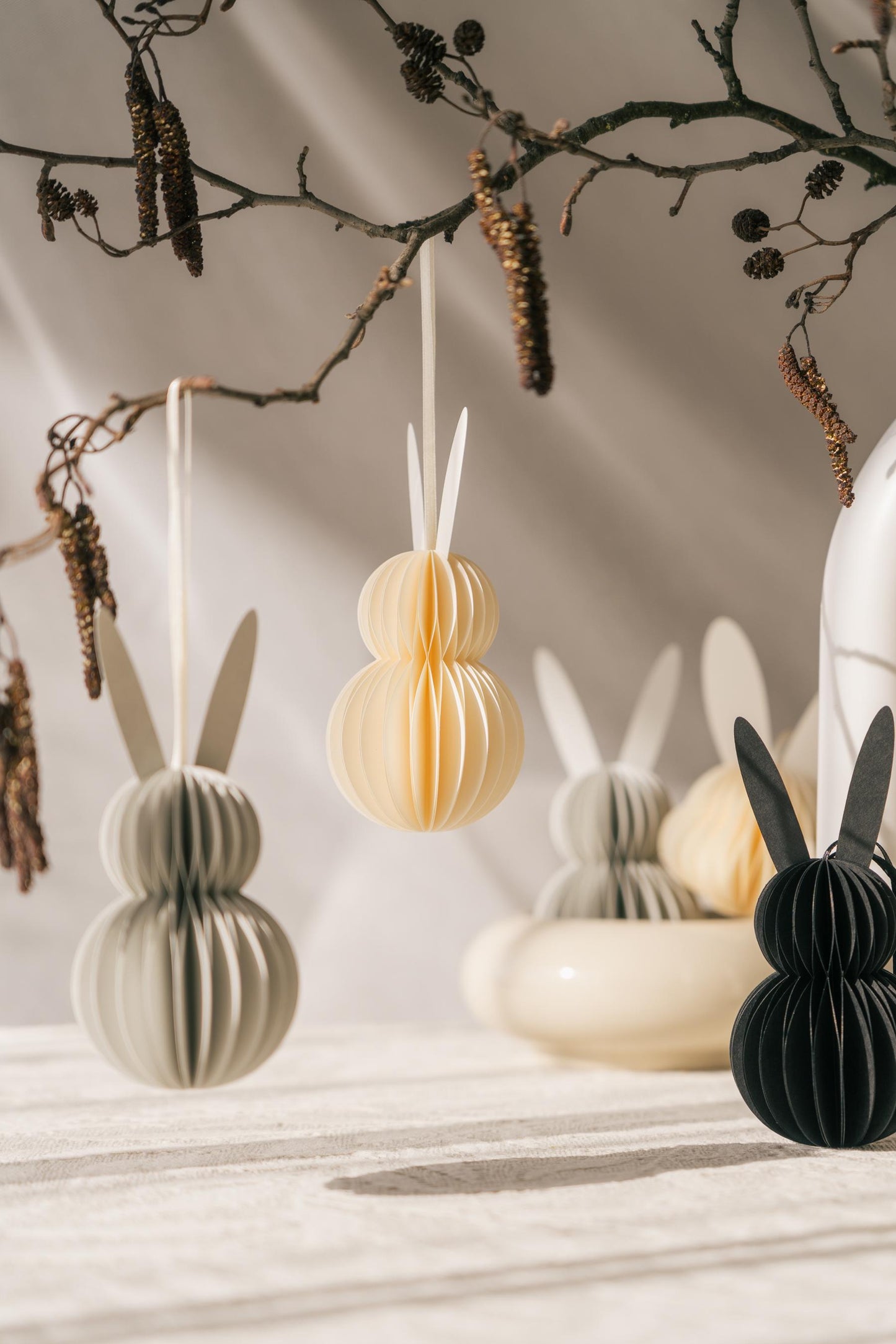 Honeycomb Paper Easter Bunny Decoration: Scandi Style Hanging Ornament
