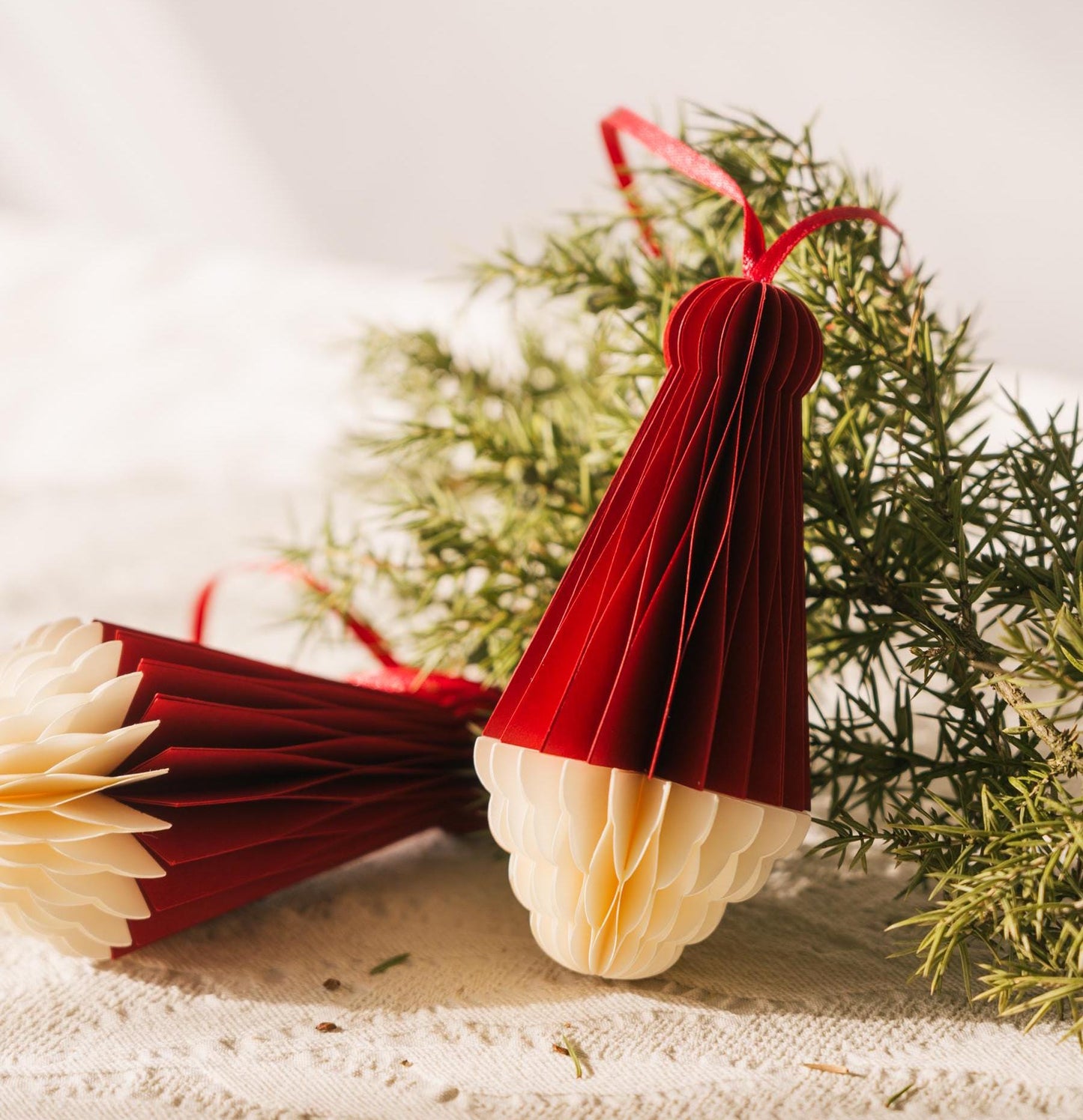 Handmade Honeycomb Santa Claus Ornament: Scandi Festive Decor (Set of 2)
