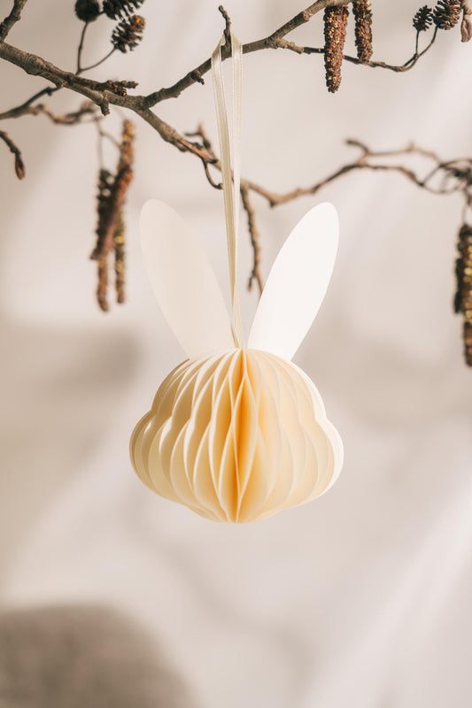 Handmade Cream Paper Easter Bunny Head: Scandi Festive Decoration