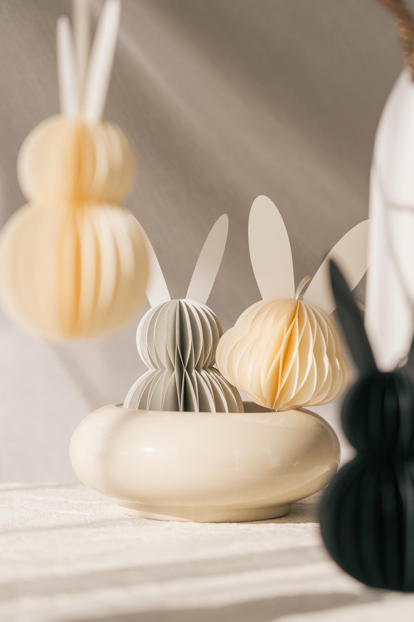Handmade Cream Paper Easter Bunny Head: Scandi Festive Decoration