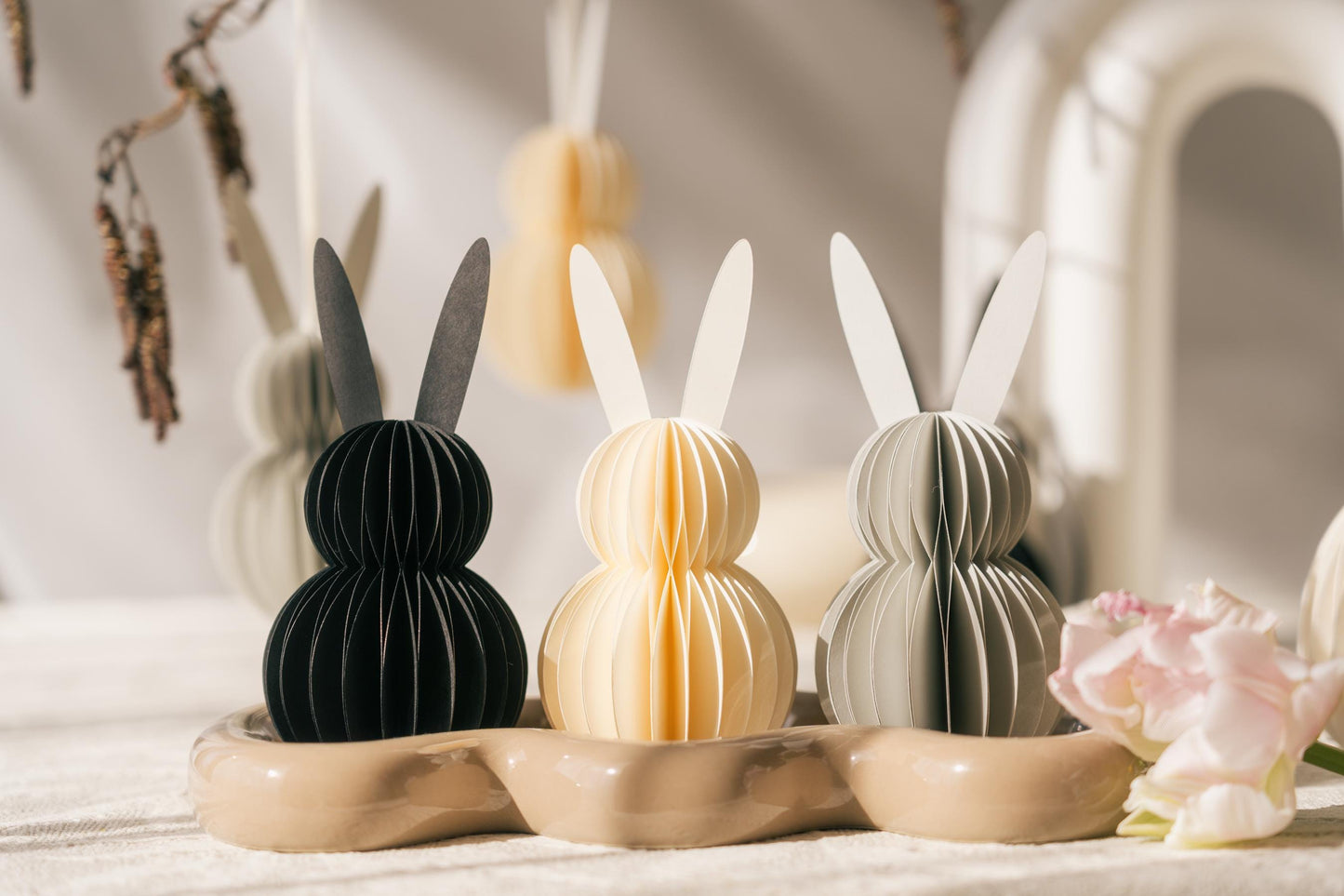 Handmade Paper Easter Bunny: Scandi Honeycomb Decoration